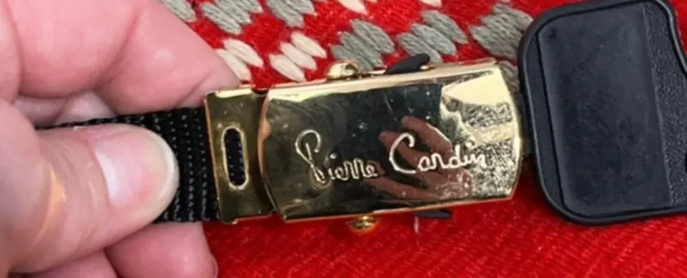 Vintage Deadstock Pierre Cardin Black Canvas Belt with Goldtone Buckle